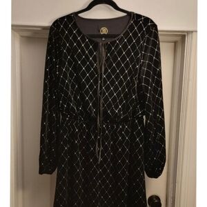 SAGE Black and Silver Long Sleeve Dress